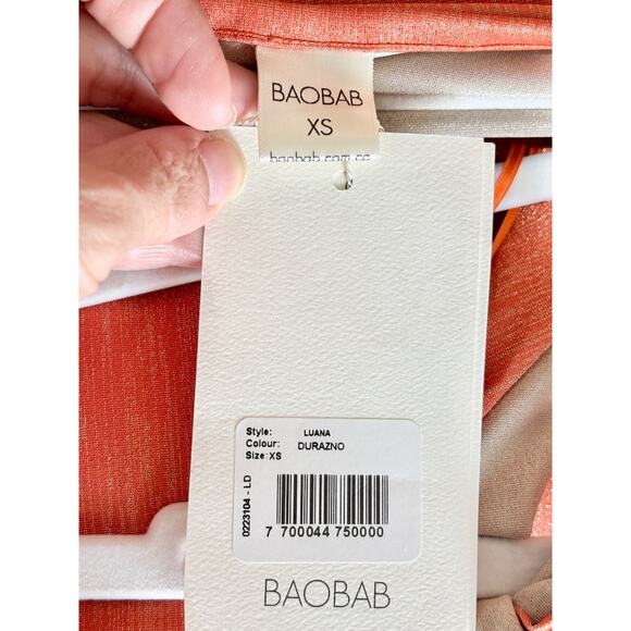 NWT Baobab Luana Lurex Cut Out One-Shoulder Maxi Dress Durazno Women's Size XS - Picture 4 of 5